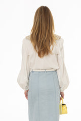 Floral Print Contrast Collar Top