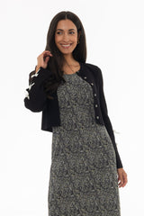 Black Bow Sleeve Detail Knit Cardigan