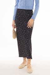 Blue Floral Printed Slip Skirt
