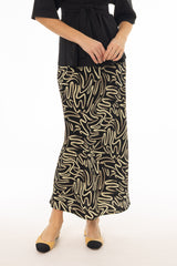 Black  Brushstroke Printed Slip Skirt