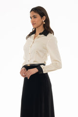 Ivory Two Tone Blouse