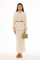 Oatmeal Linen Feel Slip Skirt