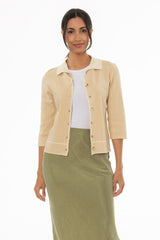 Tan Knit Button Top