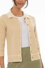 Tan Knit Button Top