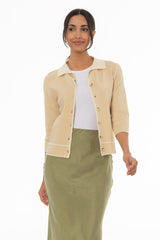 Tan Knit Button Top