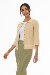 Tan Knit Button Top