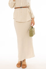Oatmeal Linen Feel Slip Skirt