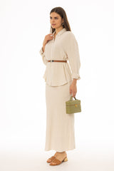 Oatmeal Linen Feel Slip Skirt