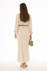 Oatmeal Linen Feel Slip Skirt