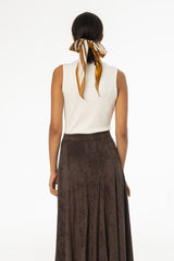 White Ribbed Sleeveless Mock Neck Top