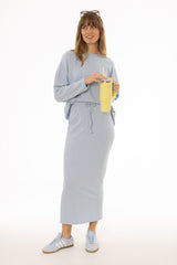 Light Blue Drawstring Skirt Legging