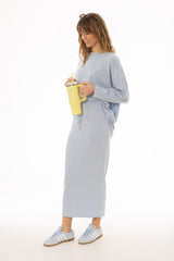 Light Blue Drawstring Skirt Legging