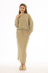 Sage Drawstring Skirt Legging