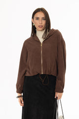 Brown Soft Feel Bubble Zip Up