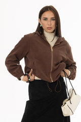 Brown Soft Feel Bubble Zip Up