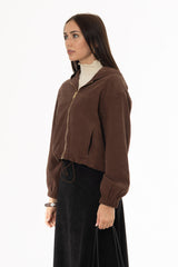 Brown Soft Feel Bubble Zip Up