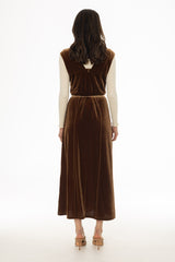 Bronze Square Neck Velour Maxi Jumper