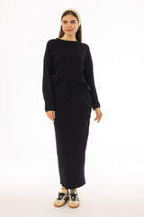 Black Drawstring Skirt Legging