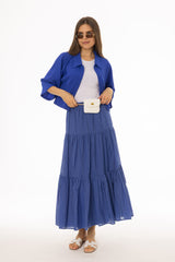 Cobalt Blue Layered Chiffon Skirt
