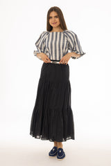 Black Layered Chiffon Skirt
