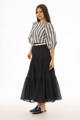 Black Layered Chiffon Skirt