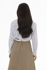 Blue Embroidered Paisley Blouse