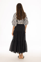 Black Layered Chiffon Skirt