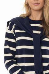 Navy Faux Overlay Striped Sweater