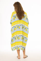 Blue And Yellow Oversized Shirt Dress