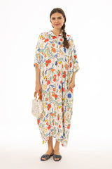 Citrus Print Oversized Shirt Maxi Dress