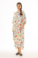 Citrus Print Oversized Shirt Maxi Dress