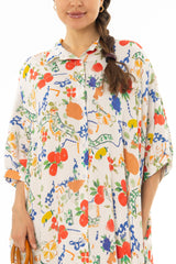 Citrus Print Oversized Shirt Maxi Dress