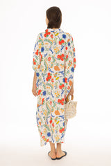 Citrus Print Oversized Shirt Maxi Dress