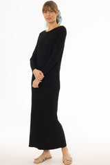 Black Basic Pocket Maxi Dress