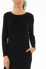 Black Basic Pocket Maxi Dress