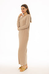 Tan Basic Pocket Maxi Dress