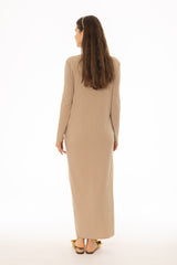 Tan Basic Pocket Maxi Dress
