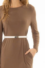 Brown Basic Pocket Maxi Dress