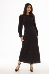 Black Micro Floral Printed Dress