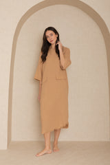 Neutral Gauze Pocket Dress