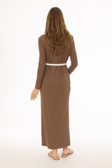 Brown Basic Pocket Maxi Dress