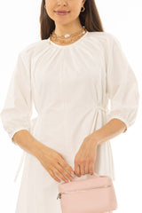 White Side Tie Cotton Maxi Dress