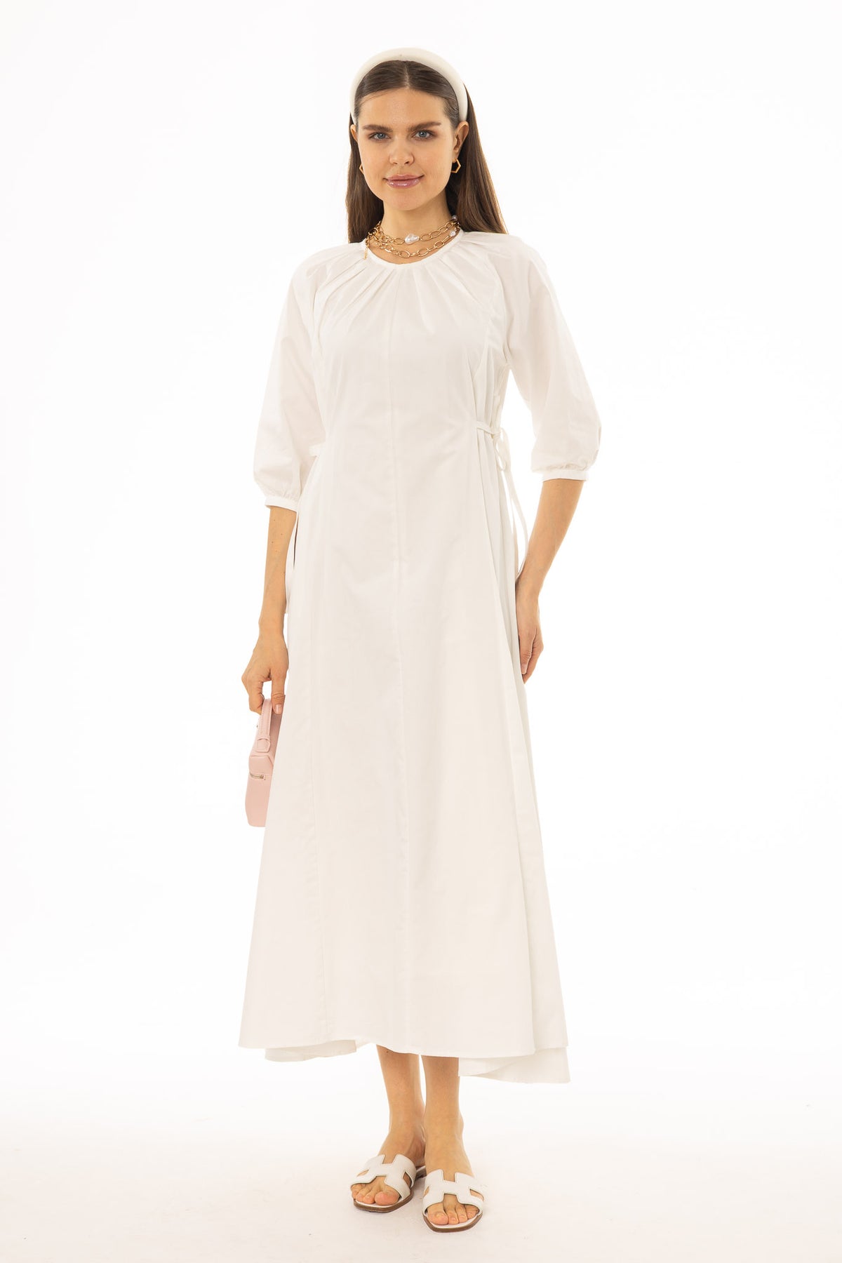White Side Tie Cotton Maxi Dress – BLANK