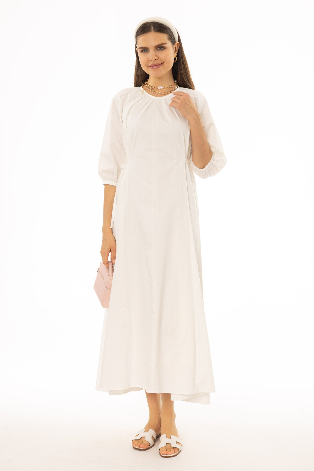 White Side Tie Cotton Maxi Dress – BLANK
