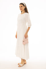White Side Tie Cotton Maxi Dress