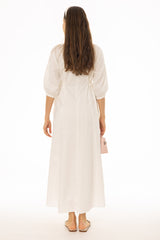 White Side Tie Cotton Maxi Dress