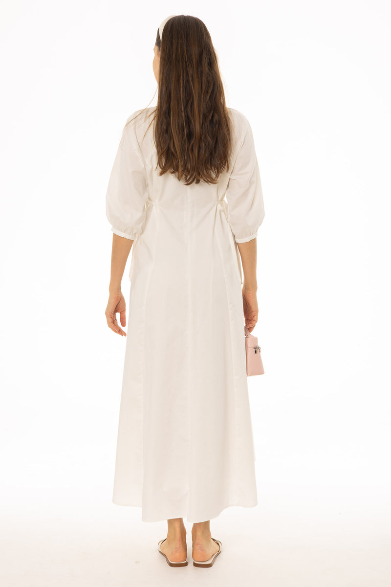plain white cotton dress Women's Elegant Cotton Linen Dress Summer Casual Half Sleeve V Neck Loose  Double Layers Flowy Long Dresses