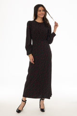 Black Micro Floral Printed Dress