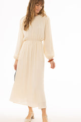 Cream Waisted Maxi Dress