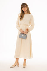 Cream Waisted Maxi Dress